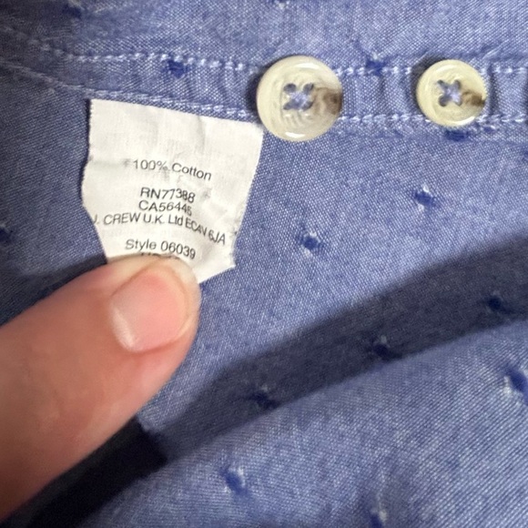 J. Crew Men's Casual Blue Button-Down Shirt with Textured Dots - Picture 9 of 12